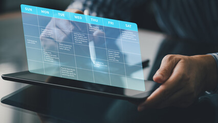 Business Monthly Planner Schedule on Digital Interface for Productivity and Workflow Management