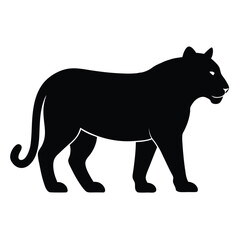 Obraz premium Silhouette illustration of a majestic black panther standing proudly against white background