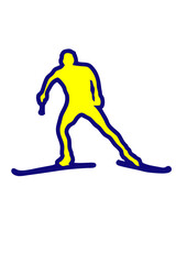 Fototapeta premium ski de fond combine nordique silhouette trace