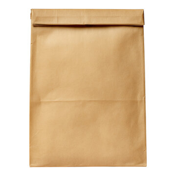 Simple brown paper bag isolated on png transparent background