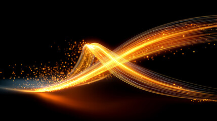 The flowing light forms the capital letter X