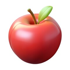Single red apple 3d render isolated on white background