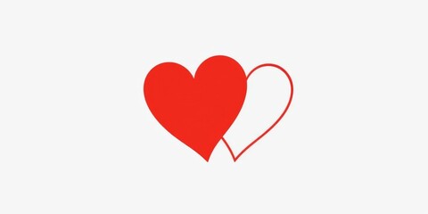 Obraz premium Two minimalist hearts intertwined, subtly overlapping, risograph print style, support, pink