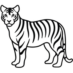 Obraz premium Striking black and white illustration of a majestic tiger in a standing pose