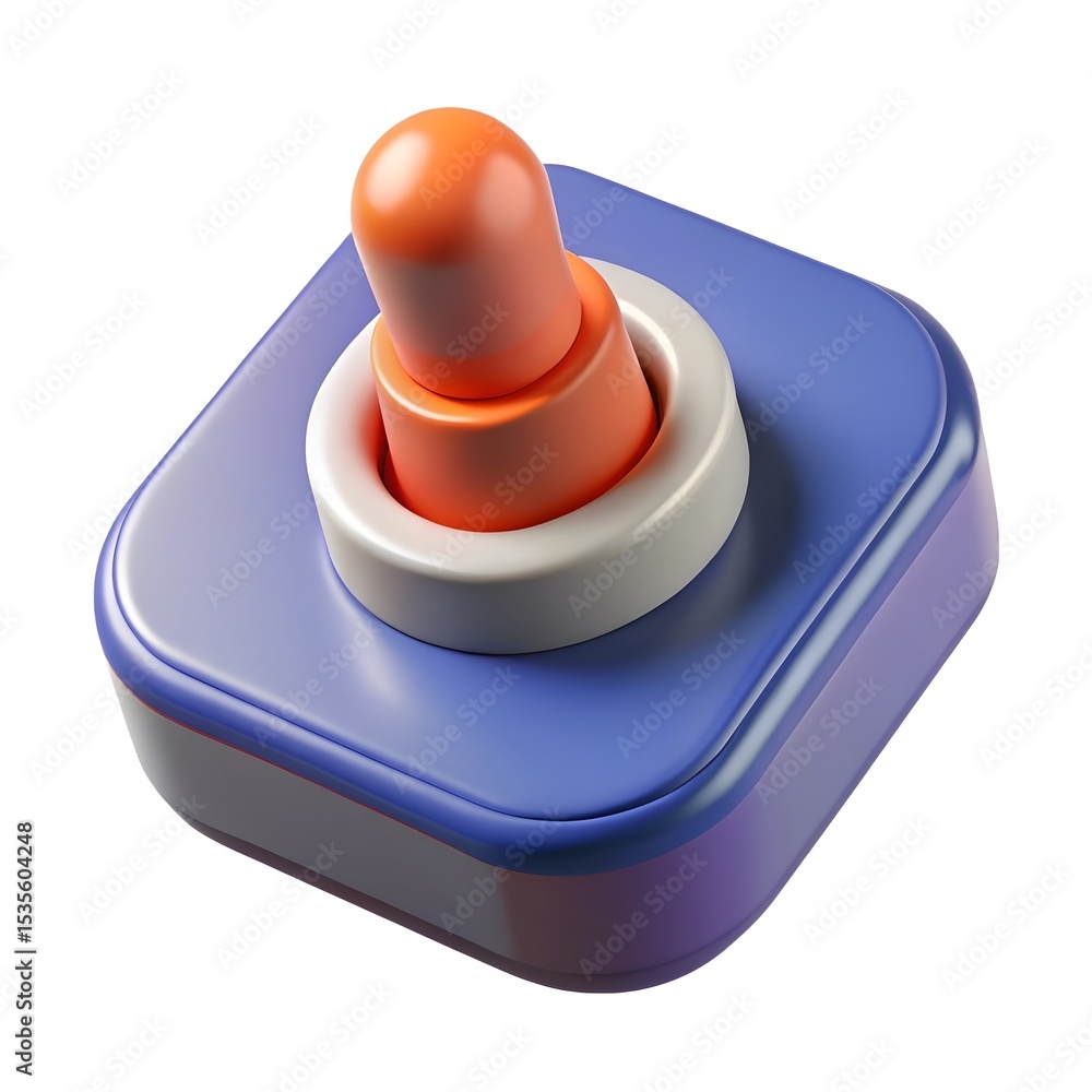 Poster abstract 3d render of a colorful orange and blue button