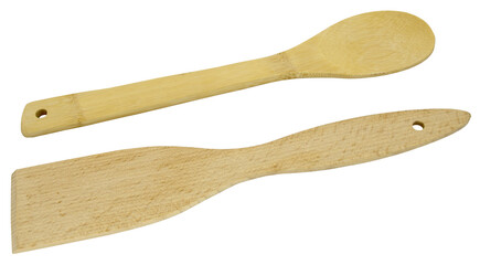 Wooden spade of frying pan isolated on white