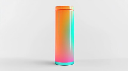 Colorful Gradient Cylinder Container with Orange, Pink, and Blue Tones on Light Background