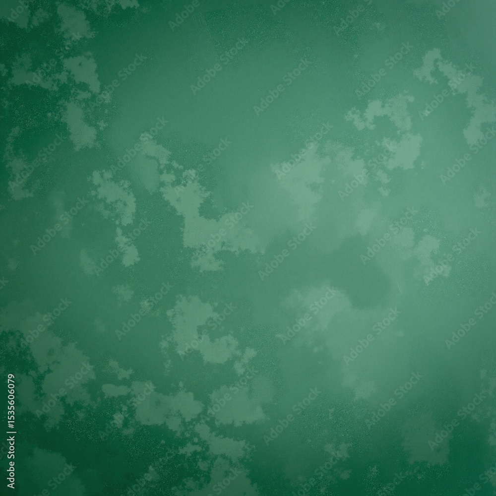 Poster a vibrant green background filled with fluffy white clouds drifting lazily across the sky, creating 
