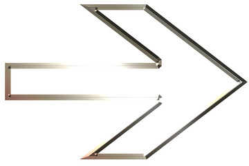 Silver metallic arrow in a custom shape