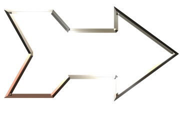 Silver metallic arrow in a custom shape