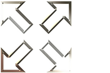 Silver metallic arrow in a custom shape