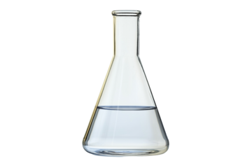 Laboratory test glass container on a transparent background