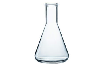 Laboratory test glass container on a transparent background
