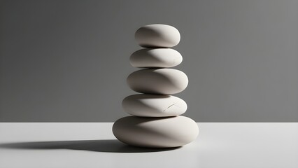 Minimalist Smooth Clay Sculpture on Pure Dark Background