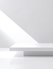 A sleek white table featuring two spacious shelves beneath, perfect for displaying books, decor, or organizing essentials in a modern living space.