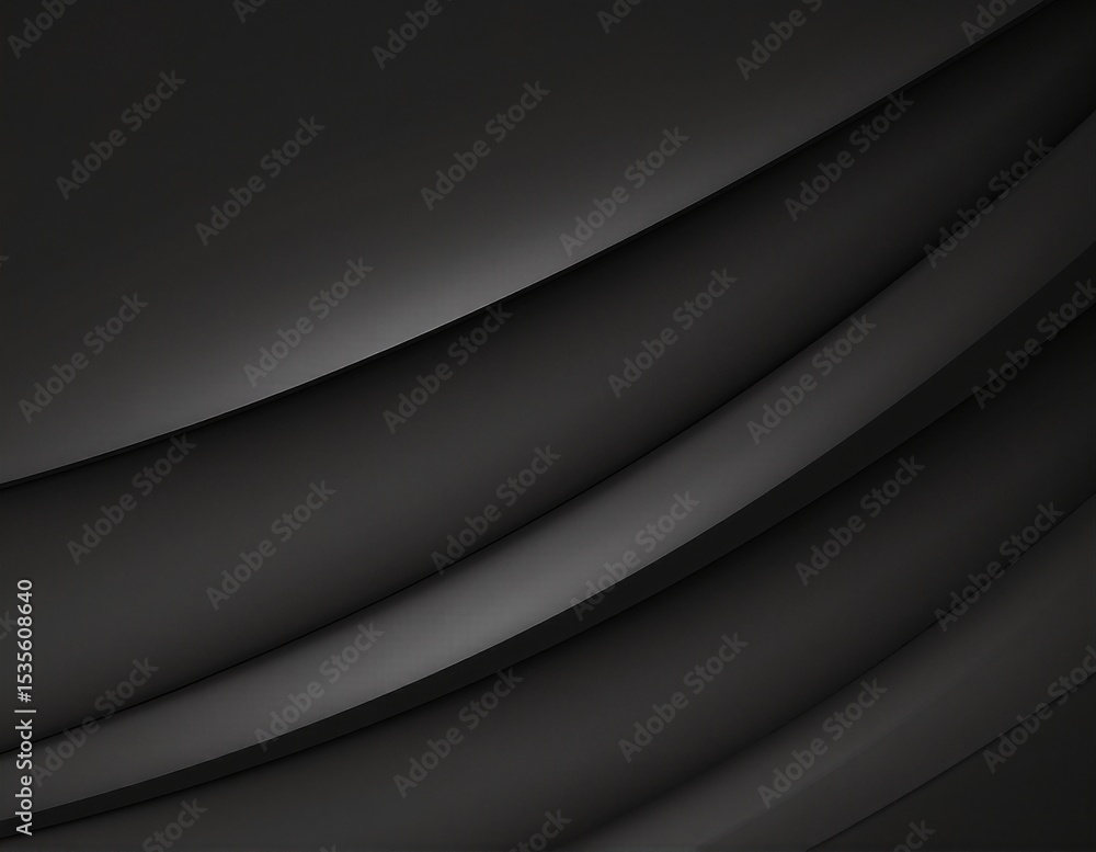 Poster a sleek black abstract background featuring smooth, flowing curved lines that create a sense of dept