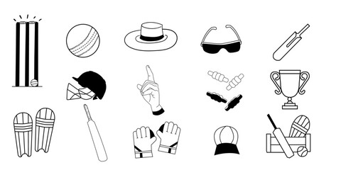 Cricket related icon,cricket design set,gentleman game doddle design,Hand drawn design,Background design for cricket related poster and design.