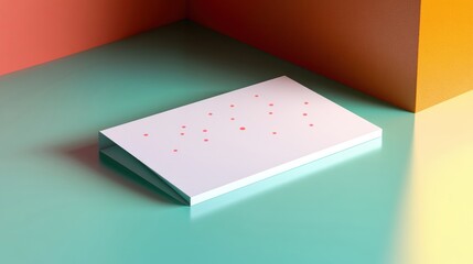 Minimalist Composition Featuring White Card with Colorful Dots on Vibrant Background for Design Inspiration