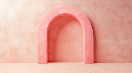 Soft Pink Archway Against Smooth Textured Background in Minimalist Interior Design Concept