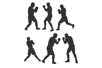 Fighting Stick Figures Icon on Black and White Vector Backgrounds
