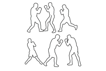 Fighting Stick Figures Icon on Black and White Vector Backgrounds
