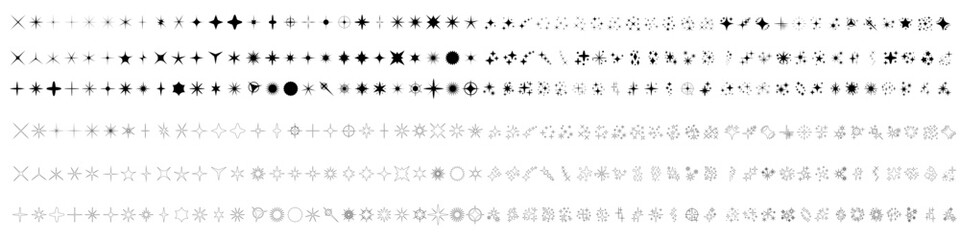 Fototapeta premium Sparkle vector icons set. Shine symbol illustration. Star sign collection. Sparkles web icons set.
