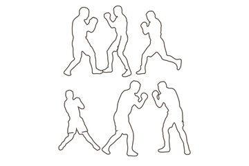 Fighting Stick Figures Icon on Black and White Vector Backgrounds
