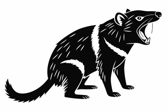 tasmanian devil sihouette black vector 