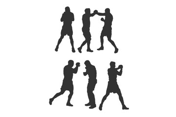 Fighting Stick Figures Icon on Black and White Vector Backgrounds
