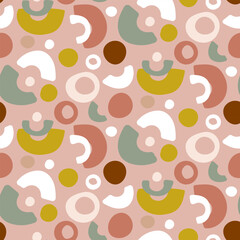 Seamless abstract pattern with geometric shapes. Soft pastel tones. Perfect for kids textiles, fabric, wrapping paper, wallpapers, and playful design projects