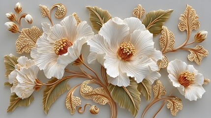 3d embossed flowers wall high resolution picture