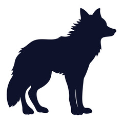 Fototapeta premium Silhouette of a wild wolf standing proudly against a clean white background design
