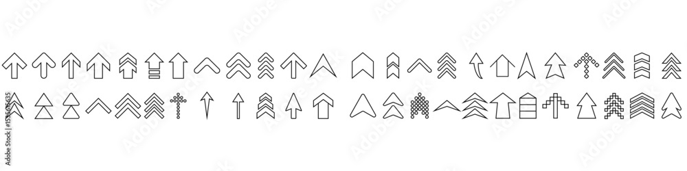 Poster up arrow vector icon set. scroll illustration sign collection. direction symbol or logo. arrow set o