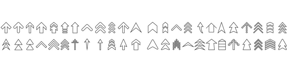 Up arrow vector icon set. scroll illustration sign collection. Direction symbol or logo. Arrow set of web icons in line style.