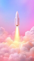 Obraz premium Illustration of rocket and copy space for startup and advertising