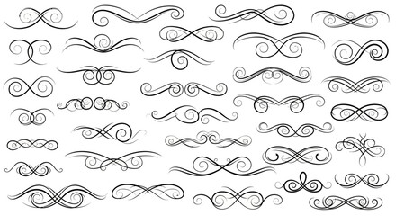 Obraz premium Elegant Flourish Collection 30+ Hand-Drawn Swirls and Scrolls for Design Projects