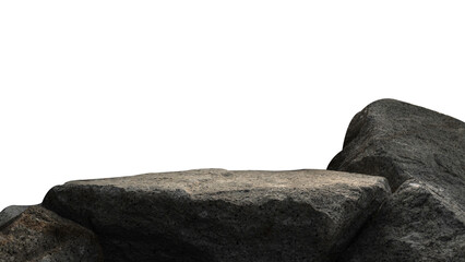 Mountain rock brown, Stone podium cliff edge isolated on white background well stand display advertising product, Clipping path