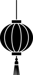 Simple shape Chinese style round lantern silhouette Icon Isolated. 
Asian Lunar Year, New Year, Lantern Festival, Mid-Autumn Festival, Zhongyuan Festival decoration black silhouette vector.
