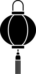 Simple shape Chinese style round lantern silhouette Icon Isolated. 
Asian Lunar Year, New Year, Lantern Festival, Mid-Autumn Festival, Zhongyuan Festival decoration black silhouette vector.
