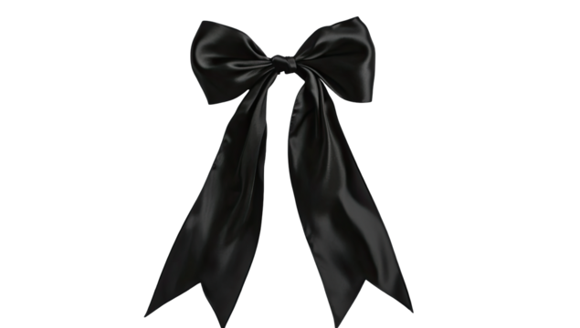 Large black satin bow