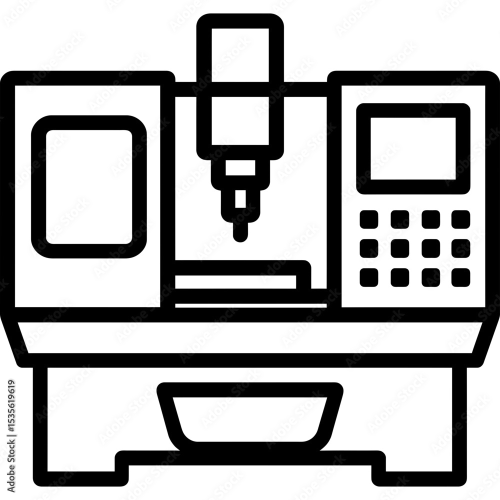 Poster cnc machine outline icon vector