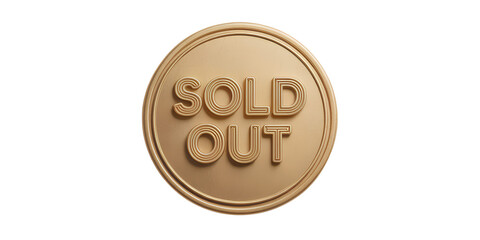 Golden sold out rubber stamp vintage font for business or commerce, circle graphic sign