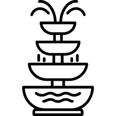 Garden fountain outline icon vector