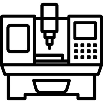 Cnc machine outline icon vector