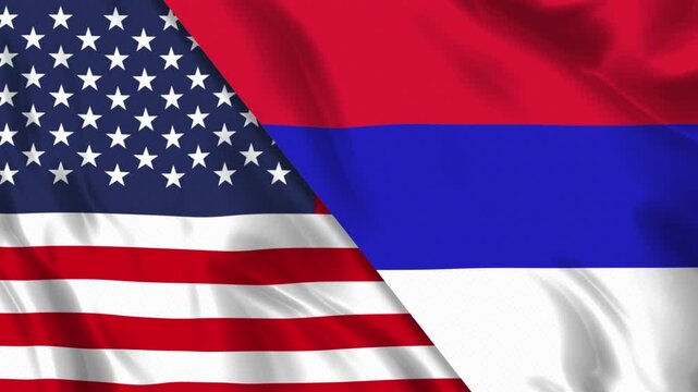 USA and Republika Srpska Flag Animation Loop. Ultra HD 4k