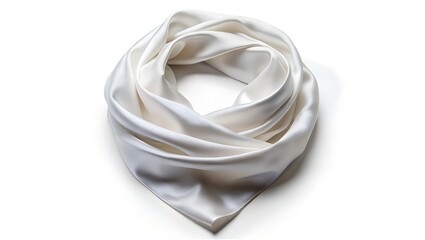 Square Shaped Solid White Silk Scarf on White Background
