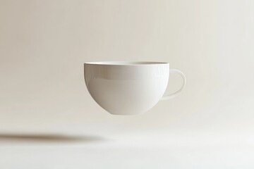 Fototapeta premium Floating White Mug Against Neutral Background