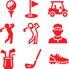 Golf set of vector icons for sports