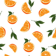 Semaless orange pattern for packages. Oranges vector pattern.