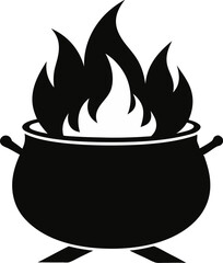 Campfire Pot Silhouette Vector Illustration 